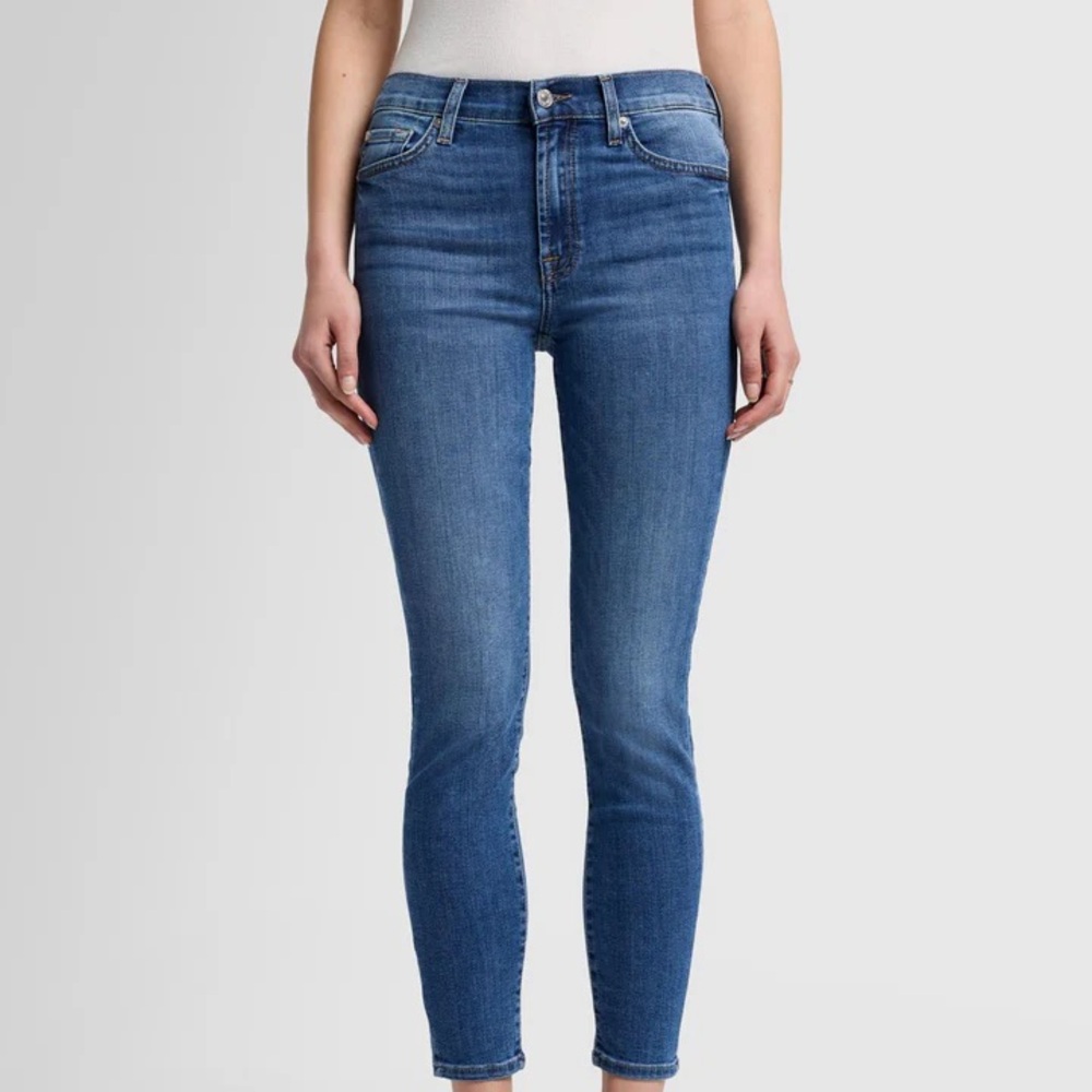 7 for all mankind high waist ankle skinny in marsh